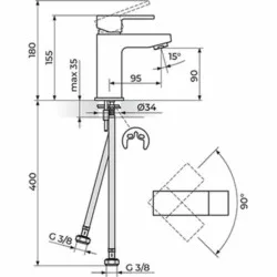Rosan Quadro baterija za lavabo JQ30101W