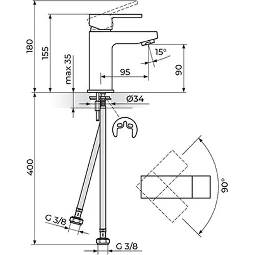 Rosan Quadro baterija za lavabo JQ30101W