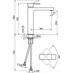 Rosan Quadro baterija za lavabo L JQ30109