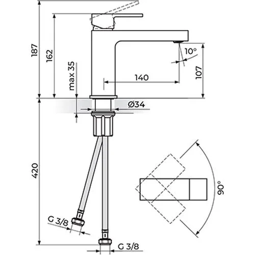 Rosan Quadro baterija za lavabo M JQ30201