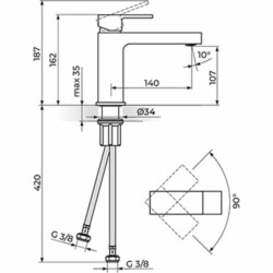 Rosan Quadro-Black baterija za lavabo M JQ30201B