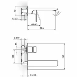 Rosan Quadro Uzidna baterija za lavabo JQ31401
