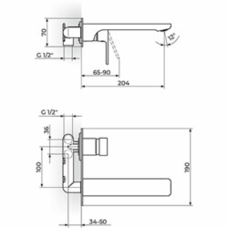 Rosan Quadro-Black Uzidna baterija za lavabo JQ31401BB