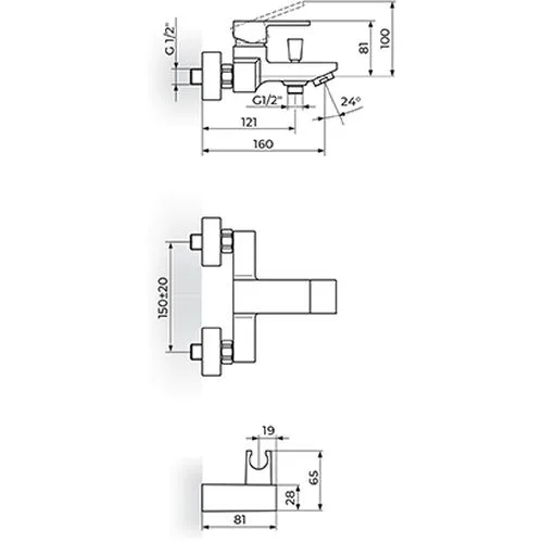 Rosan Quadro-Black baterija za kadu JQ33101B