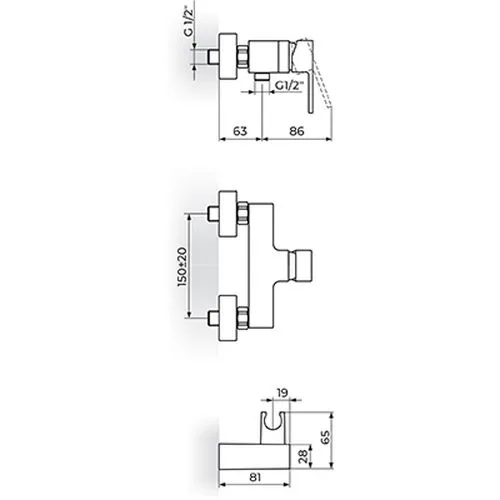 Rosan Quadro baterija za tuš kadu JQ37101