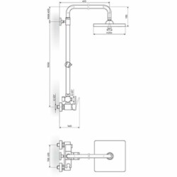 Rosan Quadro baterija za tuš kadu sa usponskim tušem i ručnim tušem JQ37251