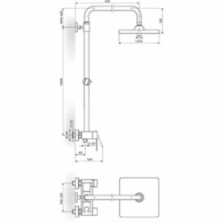 Rosan Quadro baterija za tuš kadu sa usponskim tušem i ručnim tušem JQ37255