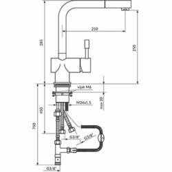 Rosan Steel baterija za sudoperu - izvlačni tuš za električni prelivni bojler JS38603