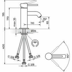 Rosan Zerro baterija za lavabo, za električni prelivni bojler JZ30103