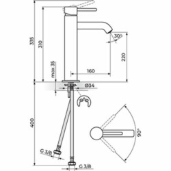 Rosan Zerro baterija za lavabo L JZ30109