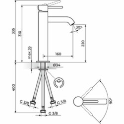 Rosan Zerro baterija za lavabo L - električni prelivni bojler JZ30139