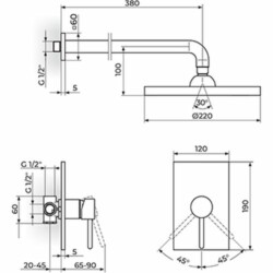 Rosan Zerro Uzidna baterija za tuš kadu sa zidnim tušem JZ31101