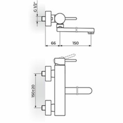 Rosan Zerro baterija za sudeperu-lavabo izliv 150mm JZ32115
