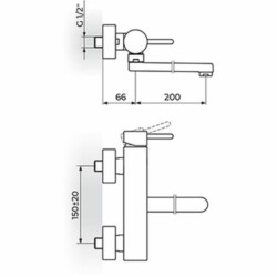 Rosan Zerro baterija za sudeperu-lavabo izliv 200mm JZ32120