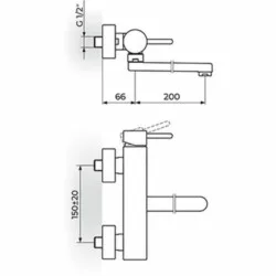 Rosan Zerro baterija za sudeperu-lavabo izliv 200mm JZ32120