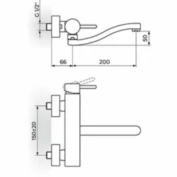 Rosan Zerro baterija za sudeperu-lavabo izliv 200mm JZ3212S