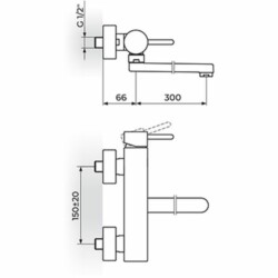 Rosan Zerro baterija za sudeperu-lavabo izliv 300mm JZ32130