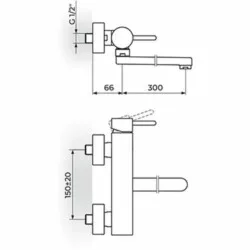Rosan Zerro baterija za sudeperu-lavabo izliv 300mm JZ32130