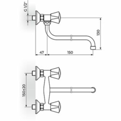 Rosan Klasik baterija zidna - donji izliv, kraći K01114