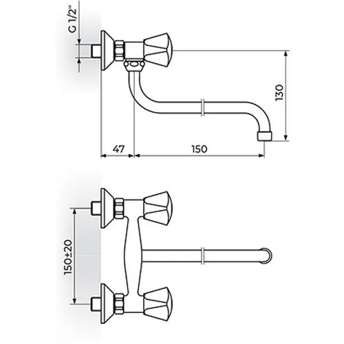 Rosan Klasik baterija zidna - donji izliv, kraći K01114
