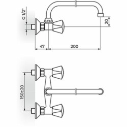 Rosan Klasik baterija zidna - gornji izliv K03101