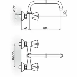 Rosan Klasik baterija zidna - gornji izliv K03101