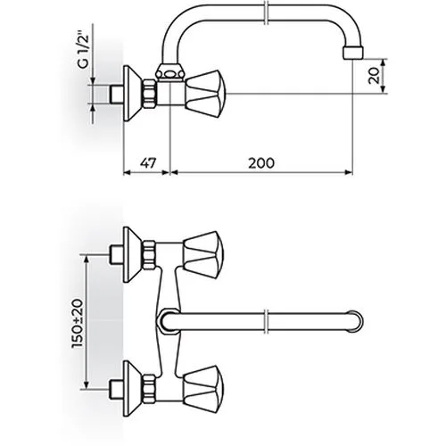 Rosan Klasik baterija zidna - gornji izliv K03101