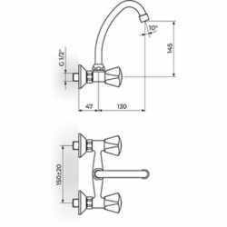 Rosan Klasik baterija zidna - gornji izliv, kraći K03113