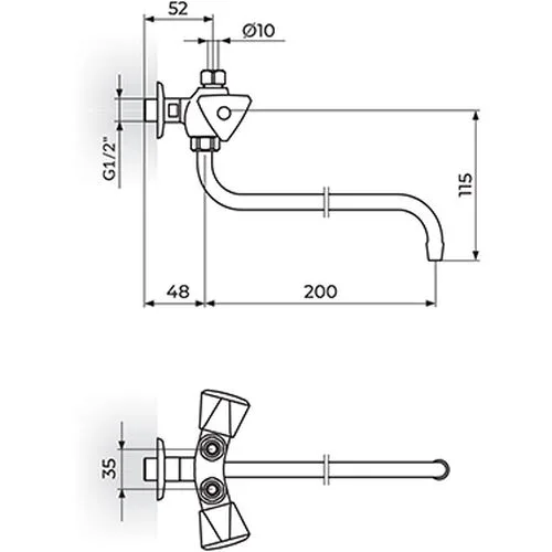Rosan Klasik baterija za prelivni bojler 3/8"' g.deo, cevni izliv 012 mm K09101