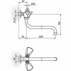 Rosan Klasik baterija za prelivni bojler 1/2"' g.deo, cevni izliv 018 mm K09102