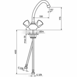 Rosan Klasik baterija stojeća - kraći izliv 130 mm K23013