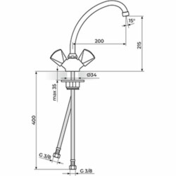 Rosan Klasik baterija stojeća - duži izliv 200mm K23020