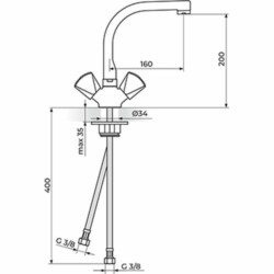 Rosan Klasik baterija stojeća sa pokretnim ovalnim izlivom 180 mm K23101