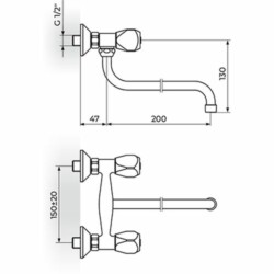 Rosan Klasik fumme  baterija zidna - donji izliv KF01101