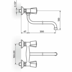 Rosan Keramic baterija zidna - donji izliv KK01101
