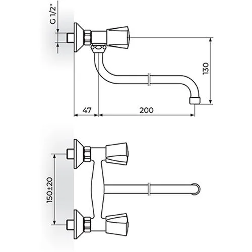 Rosan Keramic baterija zidna - donji izliv KK01101