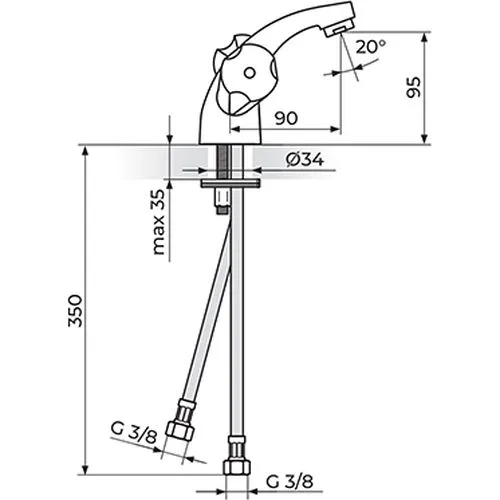 Rosan Keramic baterija stojeća sa fiksnim izlivom KK21101
