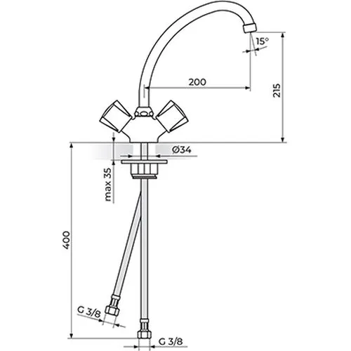 Rosan Keramic baterija stojeća - duži izliv 200mm KK23020