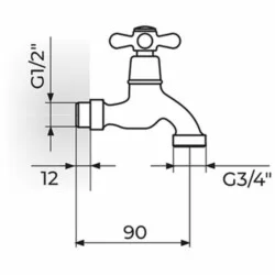 Rosan Nostalgija BaštenskiI ventil 1/2"x 3/4" N03012PH