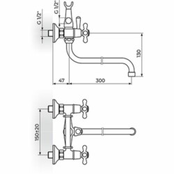 Rosan Nostalgija baterija za kadu - lavabo