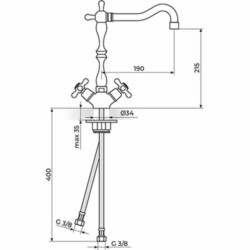 Rosan Nostalgija baterija stojeća sa pokretnim ROMA izlivom - duži N22102