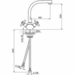 Rosan Nostalgija baterija stojeća sa pokretnim ovalnim izlivom 180 mm N23101