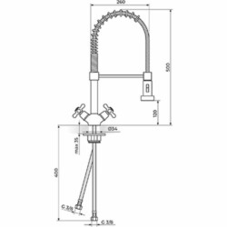 Rosan Nostalgija baterija za sudoperu - za izvl. tušem za ispiranje - poluprofesionalna N23901