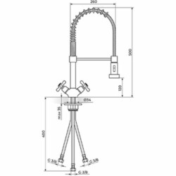 Rosan Nostalgija baterija za sudoperu - za izvl. tušem za ispiranje - 3 cevi - poluprofesionalna N26901