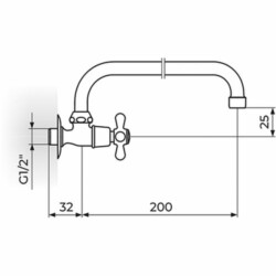 Rosan Nostalgija Zidni ventil - gornji izliv N52U200