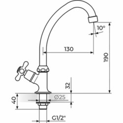 Rosan Nostalgija Stojećiventil za - pokretni izliv 018 mm N531130
