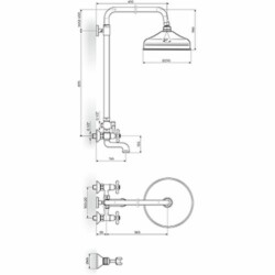 Rosan Bronte baterija za tuš kadu sa usponskim tušem i ručnim tušem NB12251