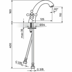 Rosan Bronte baterija stojeća sa fiksnim izlivom NB21101