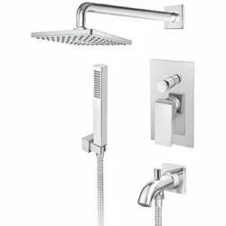 Rosan Quadro Uzidna baterija sa izlivom, zidnim tušem D.220mm i ručnim tušem JQ31701