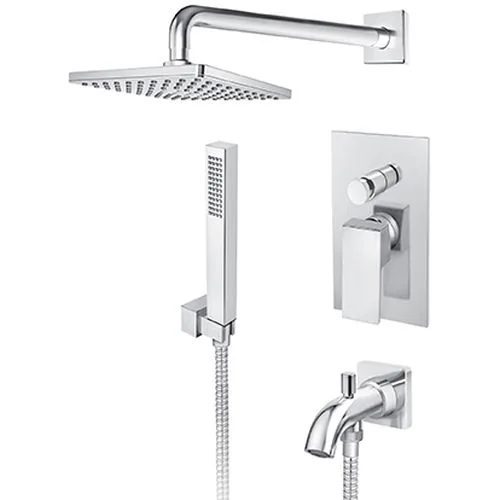 Rosan Quadro Uzidna baterija sa izlivom, zidnim tušem D.220mm i ručnim tušem JQ31701